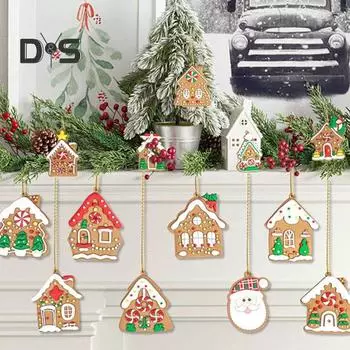 13 шт. Подвеска в виде пряничного домика, легко подвешиваемая, набор украшений для рождественской елки, подвесные украшения в виде пряничного домика для праздничного домашнего декора 1 Set