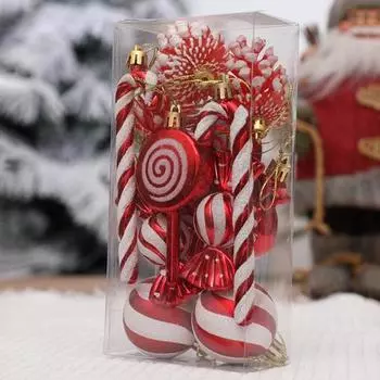13 шт. Рождественские подвесные украшения, конфеты, шарики, леденцы, елочные украшения, пластик шампанского