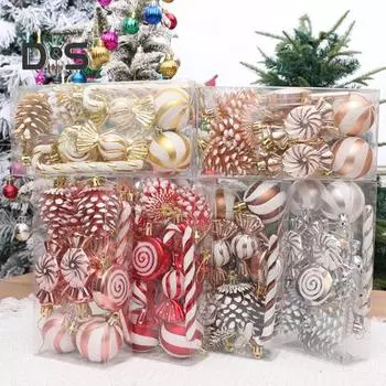 13 шт. Рождественские подвесные украшения, конфеты, шарики, леденцы, рождественские украшения из пластика, блестящие конфеты, подвеска для дома на дереве шампанского