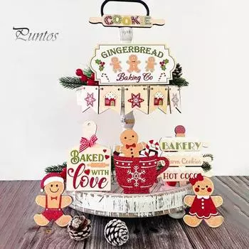 13 шт. рождественских многоярусных подносов, рождественские знаки, деревянный многоярусный поднос, декор для фермерского дома, мини-рождественская вечеринка, праздничная атмосфера, реквизит Sets