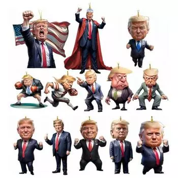 13 шт. рождественский кулон Трамп 2D плоский акриловый орнамент мультфильм Трамп праздничное подвесное украшение для деревьев дверей окон автомобилей 13