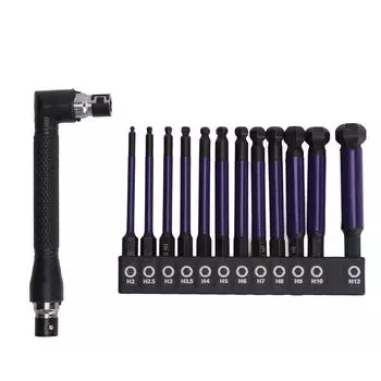 13 шт., шестигранная отвертка с шаровым наконечником, высокая точность, набор отверток с шестигранным хвостовиком 1/4, с гаечным ключом