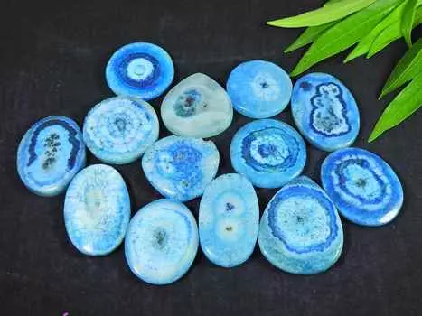 13 шт. синих солнечных друз овальной формы кабошон драгоценных камней россыпью 346 карат 23-31 мм RQ-2736