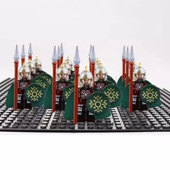 13 шт., средневековый замок, рыцари, военные бронированные римские солдаты, фигурки спартанских воинов с мечом, набор строительных блоков, игрушки