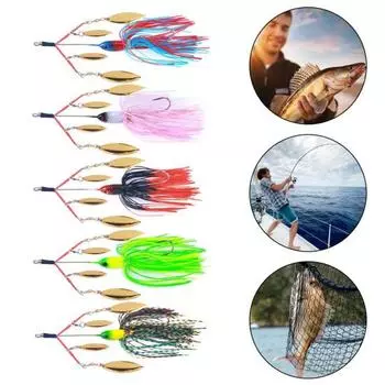 13 см/22 г разноцветные усы, рыболовная приманка с металлическим спиннером, острый крючок, вращение, блестки, искусственная приманка, пресноводные аксессуары для морской рыбалки розовый