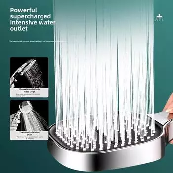 13 см Большая панель 3 режима Регулируемая душевая головка Массажная душевая головка высокого давления Фильтрующий элемент Аксессуары для ванной комнаты серебряный