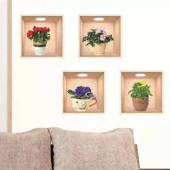 13 стилей 3D растительный цветок настенный стикер набор DIY Корона стеклянные наклейки для гостиной спальни свадебный декор самоклеящиеся наклейки на холодильник