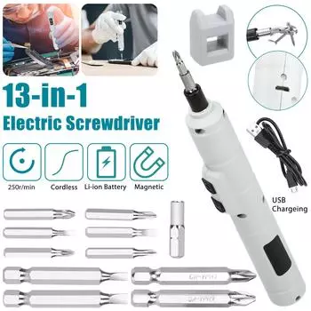 13 в 1 комплект электрических отверток, мини-многофункциональный аккумуляторный электроинструмент с дрелью 13pcs/set
