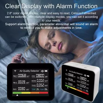 13 в 1 Tuya WIFI Интеллектуальный монитор качества воздуха Внутренний детектор CO2 белый