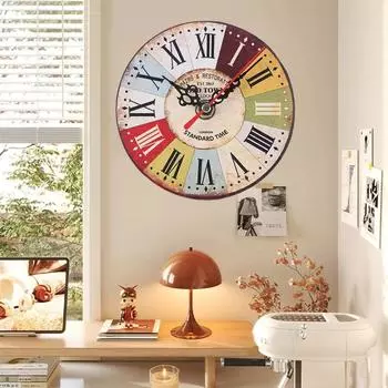 13cm retro creative simple Mediterranean country living room wall clock decoration bedroom home lighthouse wood wall clock