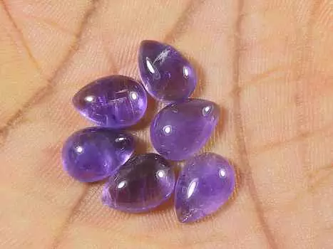 13Cts. Natural Amethyst Pear Crytsal Cabochon Gemstone 06Pcs Lot 07X10MM RQ-1793