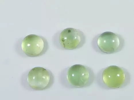 13Cts. Natural Green Prehnite Round Cabochon Loose Gemstone 6 Pcs Lot 7X7MM RQ-1949