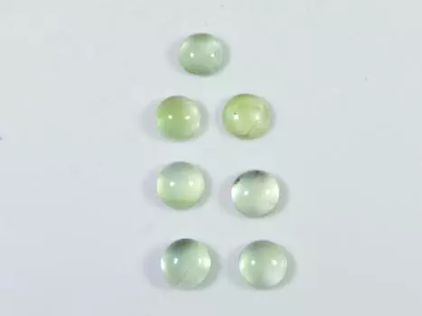 13Cts. Натуральный зеленый пренит круглый кабошон драгоценный камень россыпью 7 шт. лот 7X7MM RQ-1948