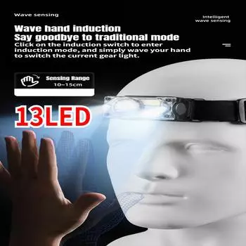 13LED уличный налобный фонарь сильный свет мощеный многофункциональный фонарь с USB-зарядкой налобный фонарь уличный ночная рыбалка YY19F-2LED