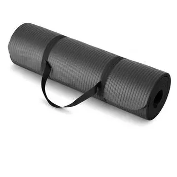 13mm Extra Thick Yoga and Exercise Mat with Carrying Strap, Black чёрный
