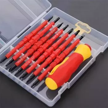 13pcs/8pcs Electrician Repair Tools Kit 1000V Changeable Insulated Screwdrivers Set with Magnetic Slotted Bits