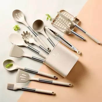 13Pcs Cooking Utensils Set Silicone Kitchenware Cookware Non-stick Spatula Beaters Shovel Stainless Steel Handle Kitchen Tool