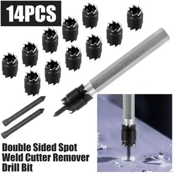 13pcs Double-Sided Spot Weld Cutter Set, 3/8 Diameter Rotary Cutter, Sheet Metal Hole Cutter, Punch Remover Panel Separator