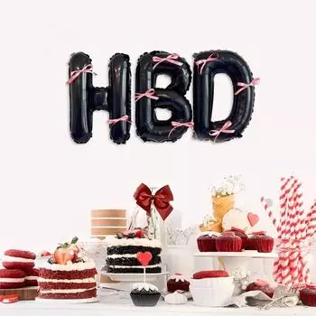 13pcs/set Bow HBD Balloon Kit Party Supplies Balloon Bow Set Birthday Party Decoration 3pcs balloons 10pcs bows розовый