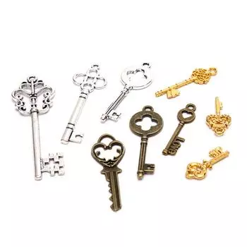 13шт старинные металлические микс-стиль ключевые подвески кулон ювелирные изделия делая старый вид бронзовый