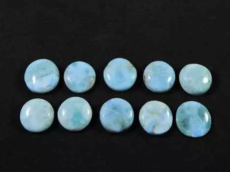 13X13MM натуральный голубой ларимар круглый кабошон драгоценный камень россыпью 10 шт. лот 75 карат. RQ-1721