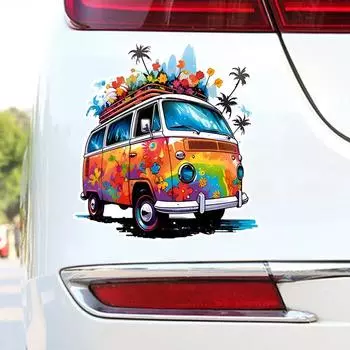 13x14 см Красочные цветы с наклейкой на автобус Виниловая водонепроницаемая наклейка на автомобиль 13x14cm