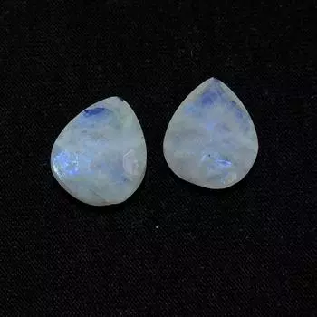 13X16MM натуральный радужный лунный камень огранки «Клетка» грушевидной формы, 2 шт., лот 17 карат. РМЛ-387