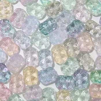 13x18 мм 10 шт./пакет стеклянные прозрачные двойные прямые отверстия цветочные бусины бренда DIY браслет ожерелье серьги ювелирные аксессуары 13x18mm 10pcs/bag