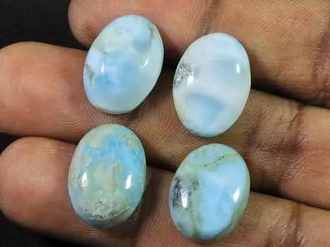 13X18MM натуральный голубой ларимар овальный кабошон россыпью драгоценный камень 4 шт лот 45 карат. RQ-1760