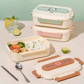 1400 мл Panda Lunch Box Большая вместимость Герметичный контейнер Bento с отделениями для использования дома и на открытом воздухе Контейнер для хранения продуктов