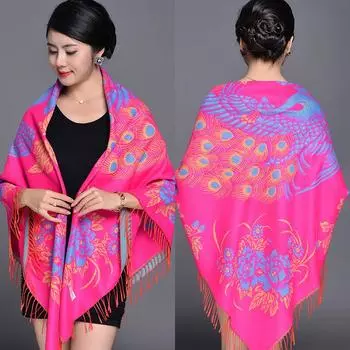 140 * 140 см осень и зима новый женский однотонный универсальный простой кисточкой мохеровый шарф теплый шарф атмосфера шаль 140-*140cm