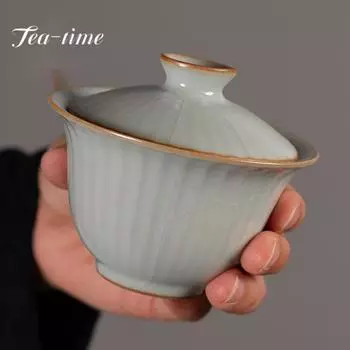 140 мл зимняя синяя керамическая гайваньская винтажная ручная печь для ручного захвата чаша для чая Супница бытовая крышка для заваривания чая чаша чайная посуда ремесло 9.3X7.8CM 140ML