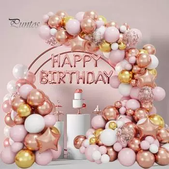 140 шт. комплект воздушных шаров в виде арки, розовый, золотой, белый, розовый, кардиоидный воздушный шар с пентаграммой, гирлянда на день рождения, свадьбу, выпускной, детский душ, свадебный день Святого Валентина розового золота