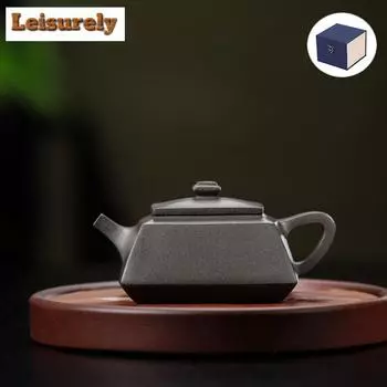 140ml Aesthetic Yixing Purple Clay Teapots Handmade Pot Raw Ore Steel Grey Section Mud Kettle Chinese Zisha Tea Set Tableware