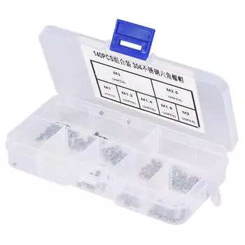 140pcs M1M1.2M1.4M1.6M2M2.5M3 Thread Stainless Steel Hex Hexagonal Nuts