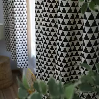 140x215 см занавеска для окна хлопок лен эркер покрывало балкаут полузатенение треугольный принт простой современный домашний декор 140x215cm&Hooks