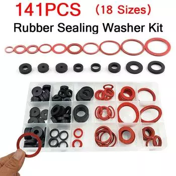 141 шт., 18 различных размеров, резиновые уплотнительные шайбы, сантехнические уплотнительные кольца, набор прокладок 141Pcs