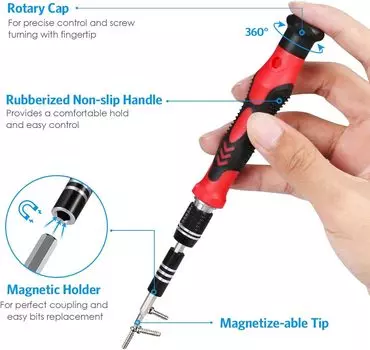 142 in 1 Precision Screwdriver Set with 120 Magnetic Bits Professional Repair Tool Kit for iPhone MacBook Laptop Tablet PS4