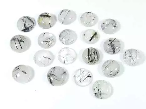 143 карата натуральный черный рутиловый кварц кабошон россыпью драгоценный камень 19 шт. лот 13X13 мм RQ-1496