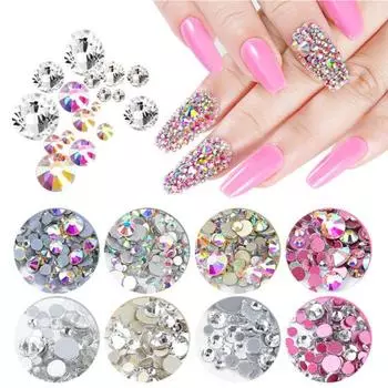 1440 шт., блестящие DIY 3D плоские ногти со стразами и блестками, украшение для маникюра, советы 6