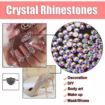 1440 шт хрустальные стразы с плоской задней частью, блестящие бриллианты, 3D украшения на кончиках разноцветный
