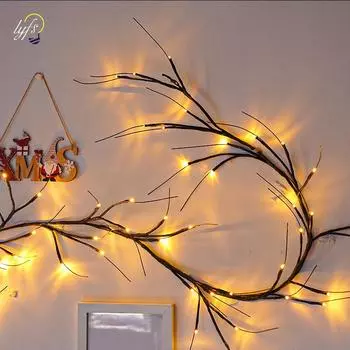 144/45 светодиодных гирлянд из лозы, рождественская гирлянда на Хэллоуин, светильник из веток ивы, для декора стен комнаты, свадебной вечеринки