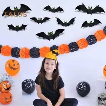 144 шт. Наклейка на стену в виде летучей мыши на Хэллоуин, 3D-наклейка на стену в виде летучей мыши со светящимися глазами для вечеринки в честь Хэллоуина, ванной, кухни, дома, окна, двери 1 Set