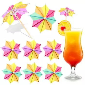 144 шт. восьмиугольный бумажный зонт для коктейля, тропическое дерево, бумажный зонт для напитков красный