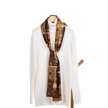 145 * 15 см Four Seasons Доступен Новый Женский Шелковый Шарф Имитация Шелка Маленький Шарф Веслообразный Ремешок Для Волос Печатный Квадратный Шарф 145*15cm