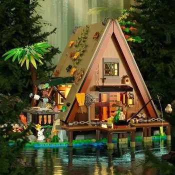 1486 шт./компл., домик, строительный блок, игрушка со светящейся фигуркой, обучающая миниатюрная игрушка для украшения лесного домика зелёный