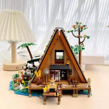 1486 шт./компл., домик, строительный блок, игрушка со светящейся фигуркой, обучающая миниатюрная игрушка для украшения лесного домика зелёный