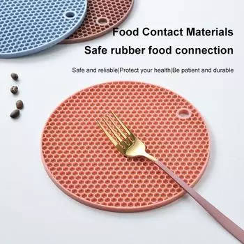 14*14cm Round High Temperature Resistant Coaster Rubber Material Anti-Slip DesignCutlery Mats Household ItemsKitchen Supplies S