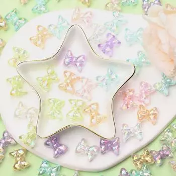 14*15,5 мм Материалы Прозрачные Ювелирные Аксессуары 5 Шт. Бусины-Бантики Прямое Покрытие Отверстия Красочные Конфетные Цвета Изысканные жёлтый