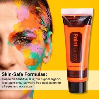 14.2 мл УФ-неоновая краска для лица, светящаяся в темноте, флуоресцентная краска на водной основе Blacklight оранжевый